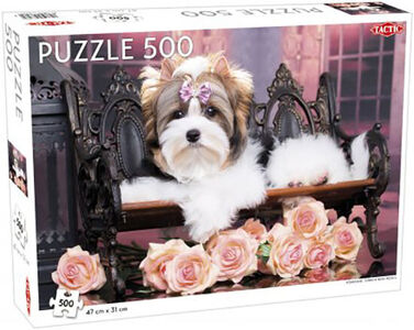 Tactic Palapeli Yorkshire Terrier with Roses 500