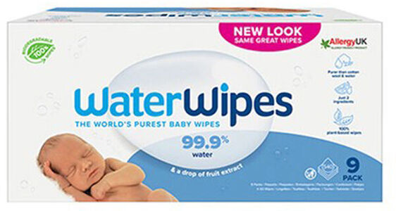WaterWipes  Muovittomat Kosteuspyyheet 9x60-pack