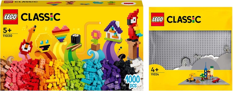 LEGO Classic 11030 Paljon Palikoita + 11024 Harmaa Rakennuslevy