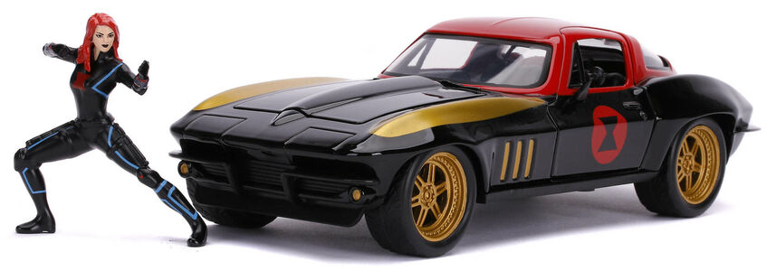 Jada Toys Marvel Auto + Figuuri Black Widow & 1966 Chevy Corvette 1:24