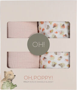Oh, Poppy! Holly Musliini Viltti 2-Pack, Fresh Vanilla/ Powder Pink