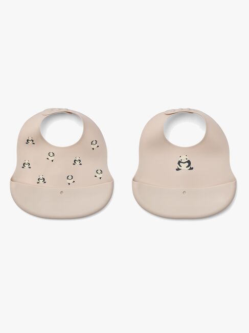 LIEWOOD Ember Kuvioitu Ruokalappu 2-pack, Panda/Sandy