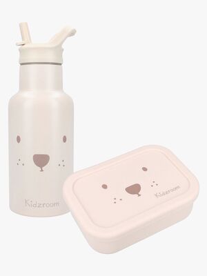 Kidzroom Stainless Steel Juomapullo & Silikoni Eväsrasia Beary Excited, Beige