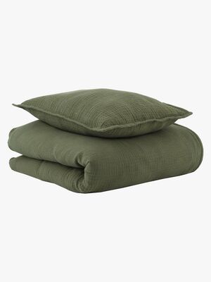 Oh, Poppy! Vega Musliini Pussilakanasetti Pinnasänkyyn 70x80, Forest Green
