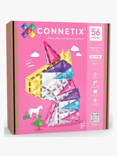 Connetix Magneettiset Rakennuspalikat Glitter Yksisarvinen 56 Osaa