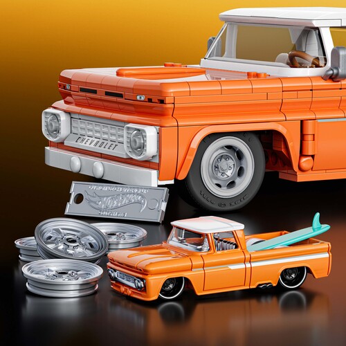 Mattel Brick Shop Hot Wheels Elite Series Brick Shop Hot Wheels Työmaasetti Custom ’62 Chevy Pickup 858 Osaa