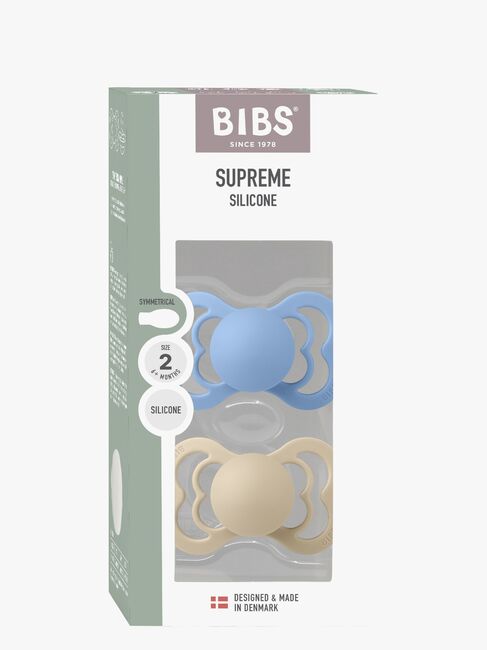 BIBS Supreme Tutti 2-pack Silikoni Koko 2 Symmetrinen, Vanilla/Sky Blue