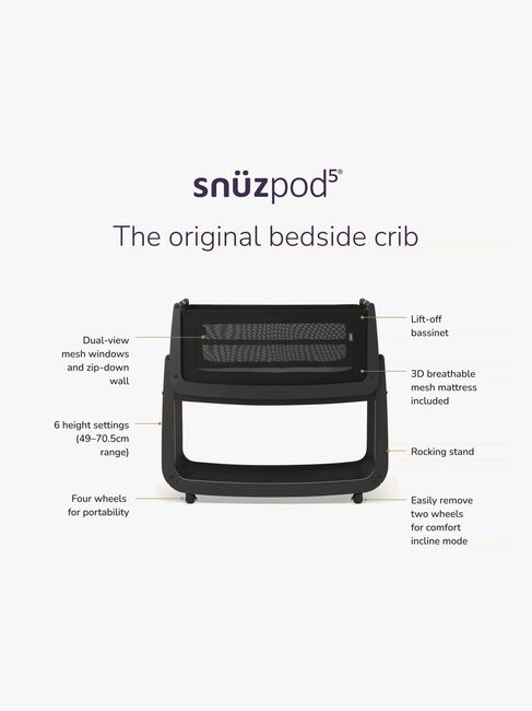 Snüz SnuzPod 5 Sivuvaunusänky, Graphite