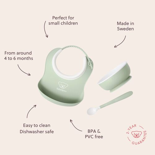 BabyBjörn Kolmiosainen Ruokailusetti, Vaaleanvihreä