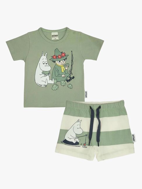 Muumi By Martinex Lomapäivä Shortsit Setti, Vihreä/Valkoinen