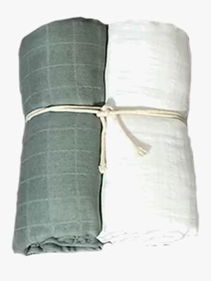 Mini Dreams Musliiniviltti 2-pack, Green Sand