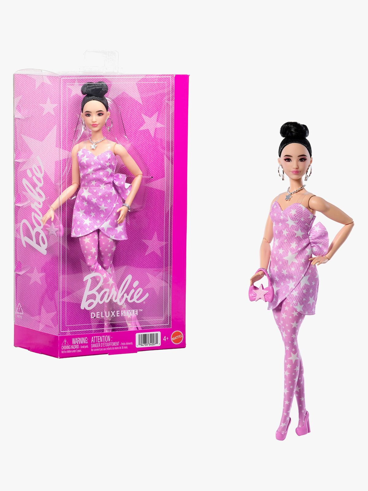 Barbie Deluxe Style Nukke + Vaaleanpunainen Farkkumekko