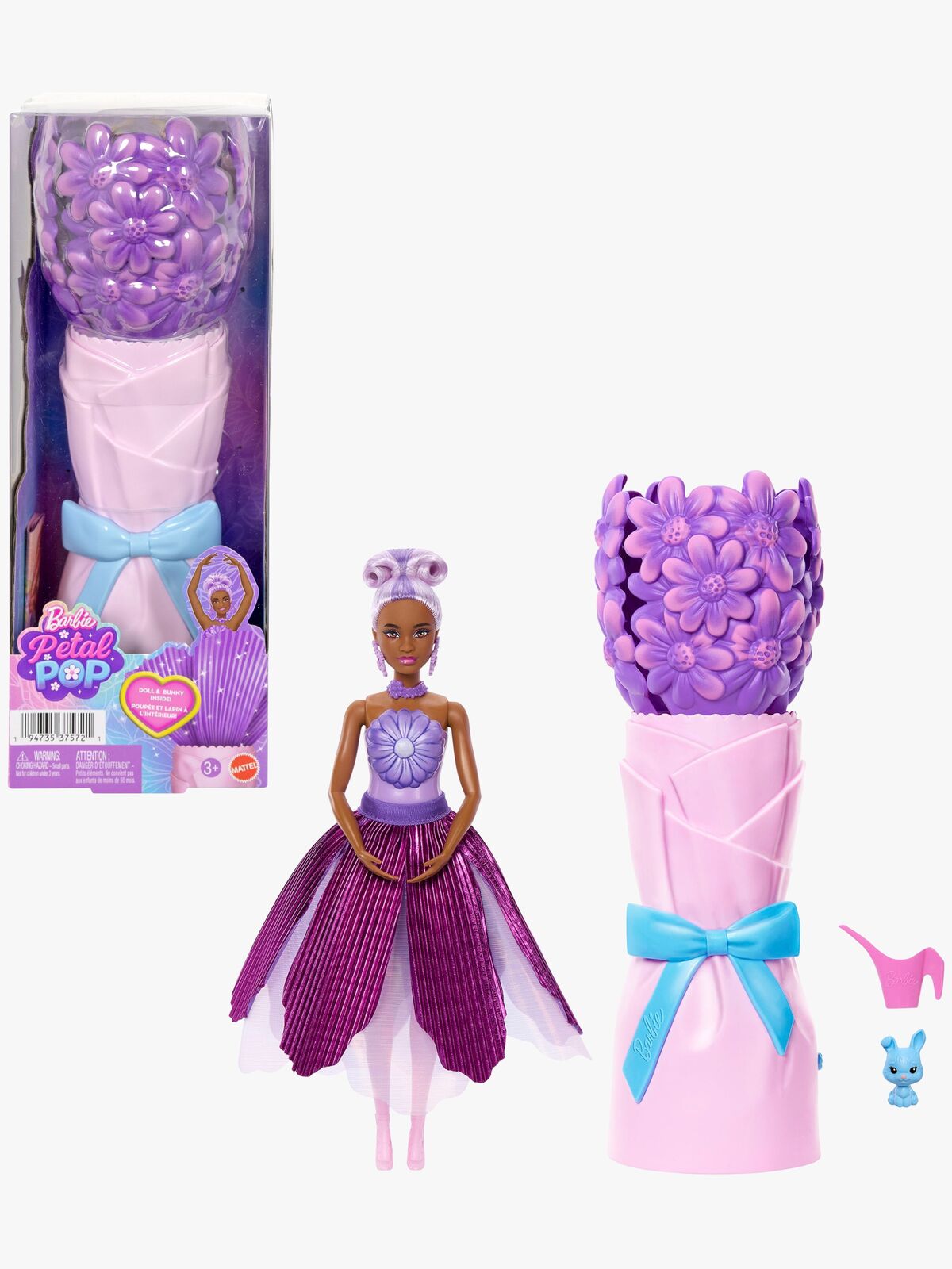 Barbie Petal Pop Flower Surprise Nukke Päivänkakkara, Violetti