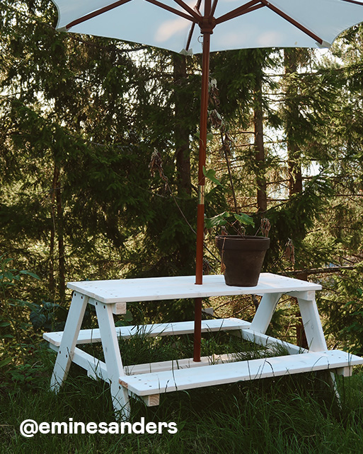 Woodlii Piknikpöytä Aurinkovarjolla