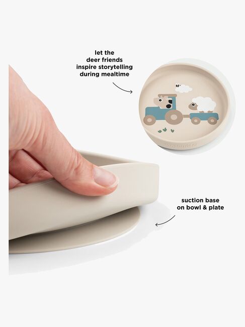 Done By Deer Tiny Farm Silikoni Ruokailusetti Stick & Stay, Sand