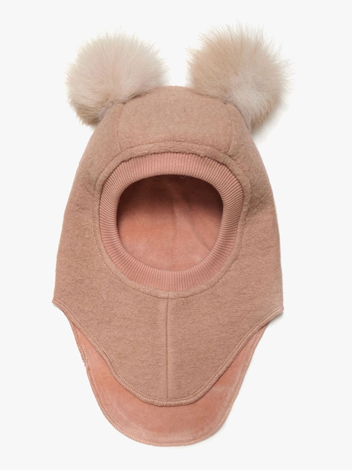 Huttelihut Kypärämyssy Merinovilla + Tupsut, Rose Melange