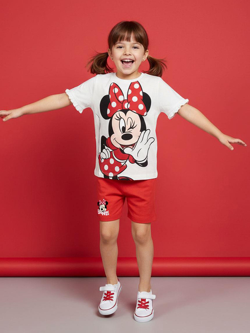 Disney Minni Hiiri T-paita + Shortsit Setti, Valkoinen