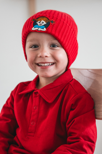 Geggamoja  Neulottu Pipo Peppi Pitkätossu, Punainen