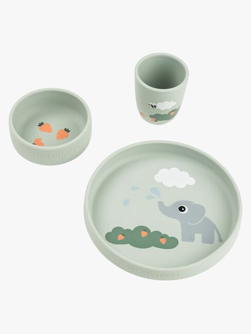 Done By Deer Elphee Silikoni Ruokailusetti Stick & Stay, Green