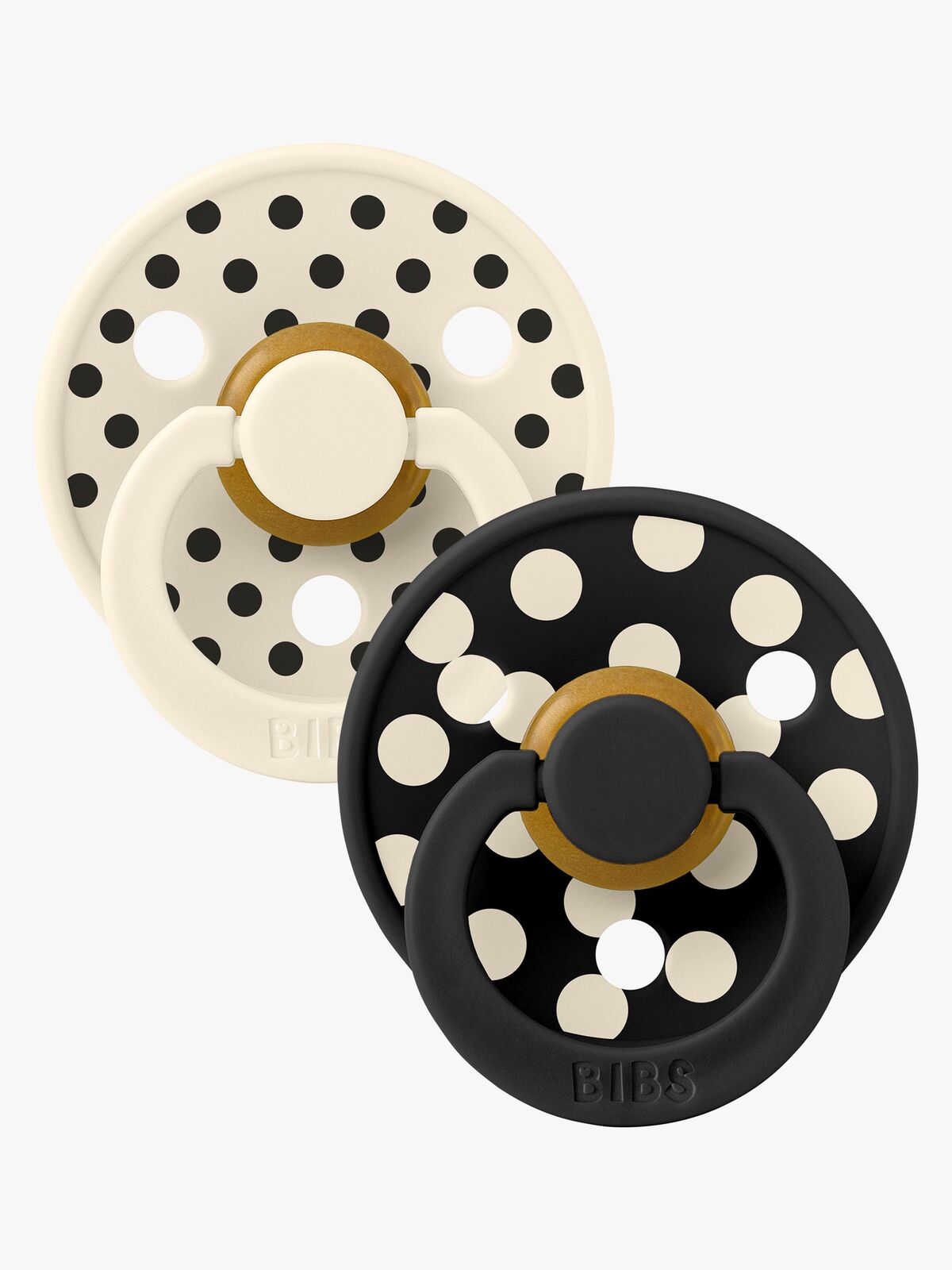 BIBS Studio Colour Polka Tutti 2-pack Lateksi Koko 1, Ivory/Black