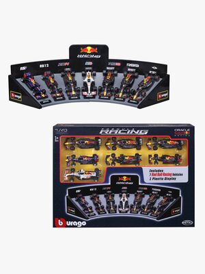 Bburago F1 Red Bull Deluxe Lahjapakkaus + Autot & Näyttö 1:43