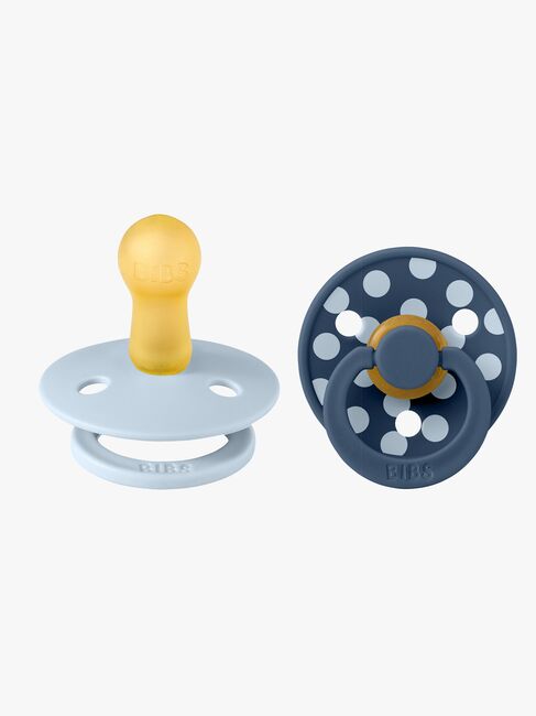 BIBS Studio Colour Polka Tutti 2-pack Lateksi Koko 2, Baby Blue/Steel Blue