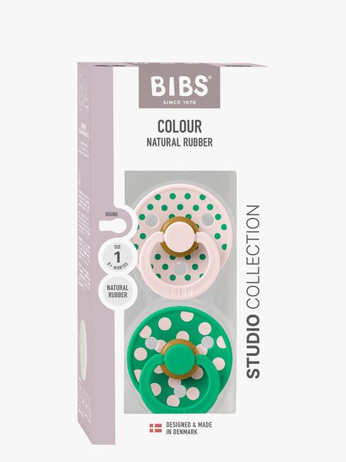 BIBS Studio Colour Polka Tutti 2-pack Lateksi Koko 1, Petal/Cactus