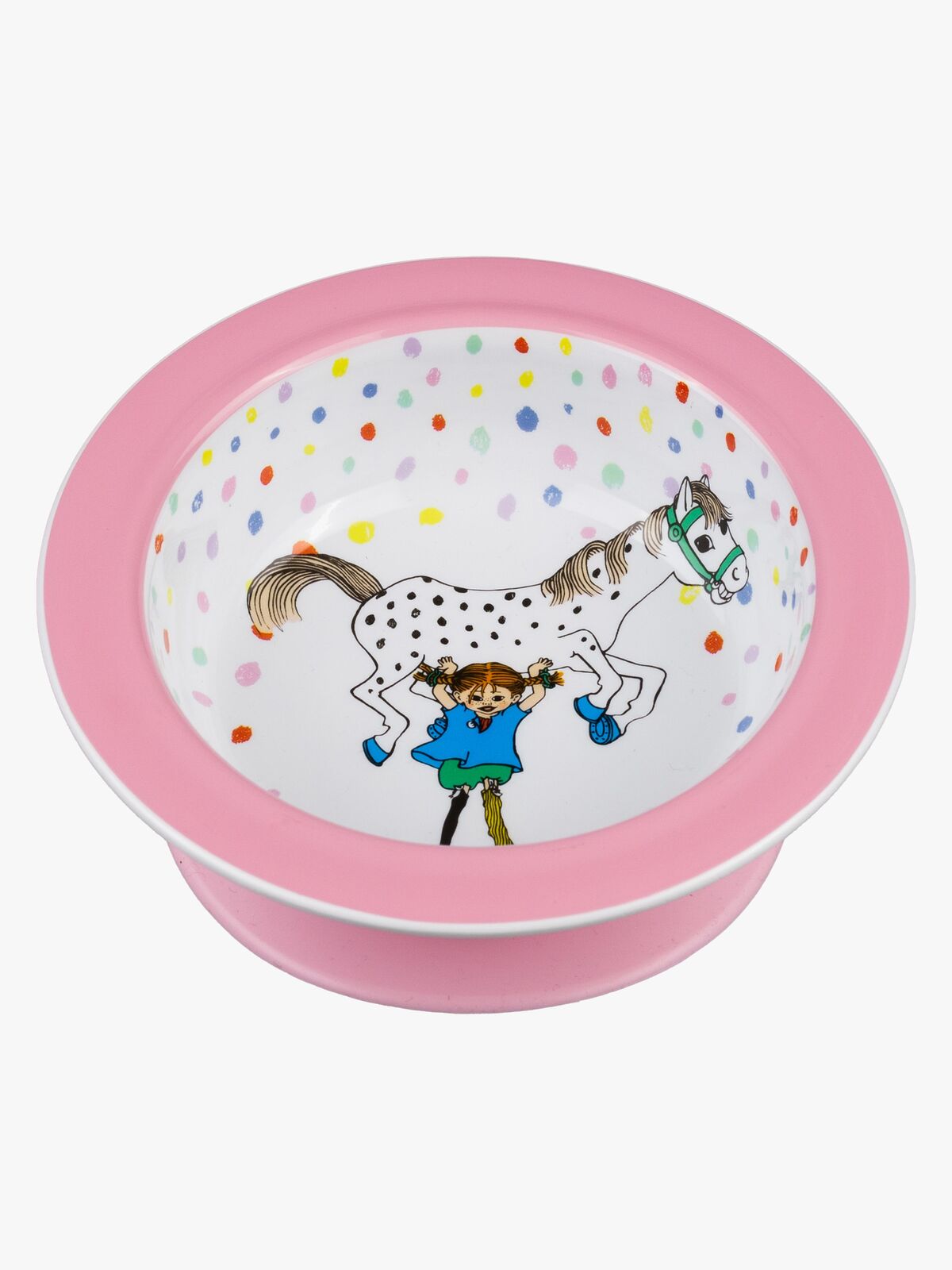 Peppi Pitkätossu Syntymäpäivä Lautanen + Imukuppi, Vaaleanpunainen