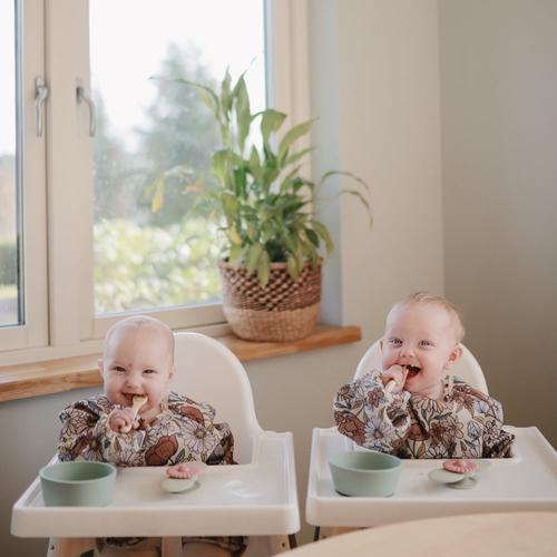 Mushie  Pitkähihainen Ruokalappu, Retro Flowers