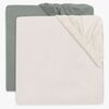 Jollein Muotoonommellut Aluslakanat 2-pack 70x140, Sea Green/Ivory