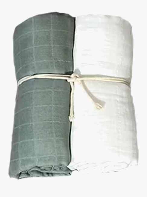 Mini Dreams Musliiniviltti 2-pack, Green Sand