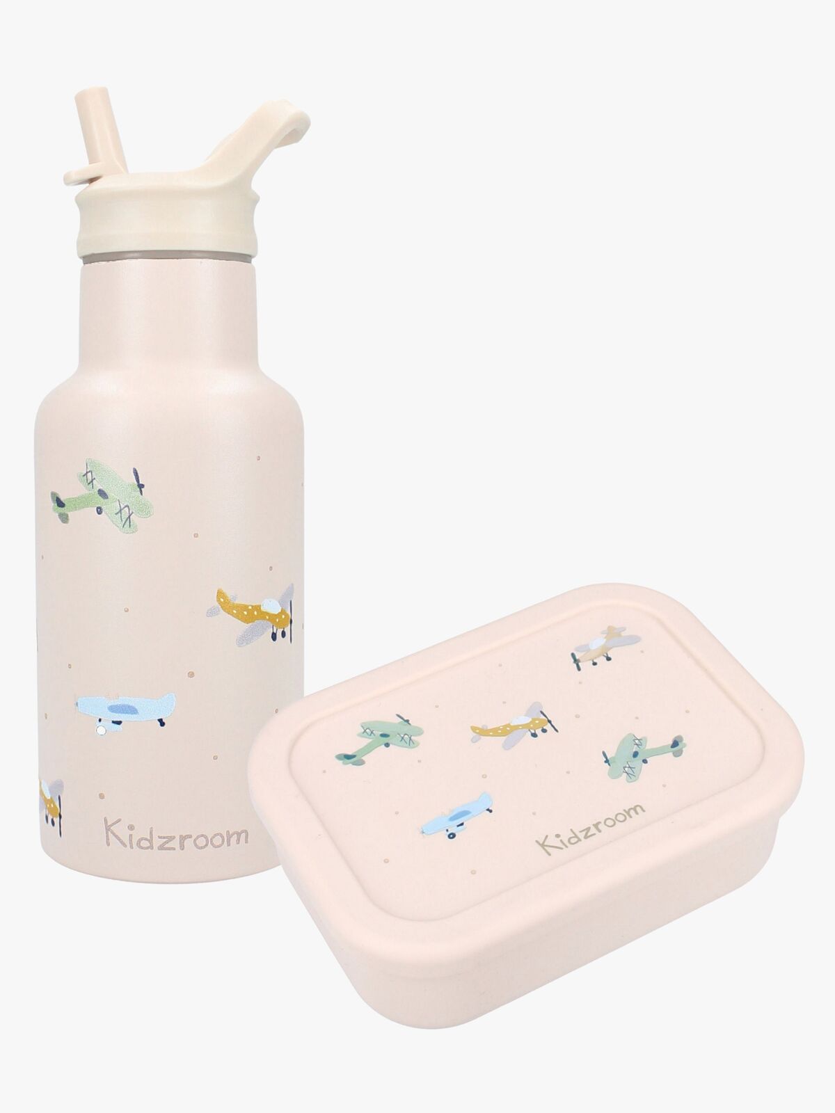 Kidzroom Stainless Steel Juomapullo & Silikoni Eväsrasia Small Talk, Beige