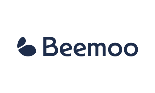 Logo, jossa teksti Beemoo ja tyylitelty sininen pisara.