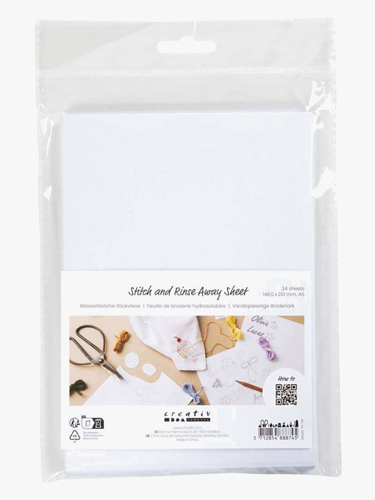 Creativ Company Vesiliukoinen Kirjonta Arkki A5 24 Kpl