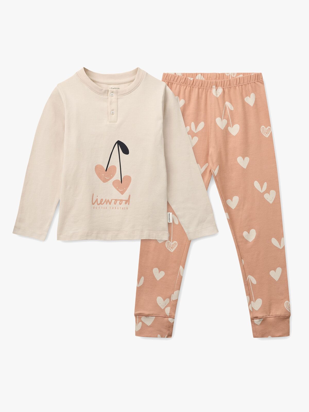 LIEWOOD Wilhelm Pyjamasetti, Heart/Sweetheart/Pale tuscany/mix