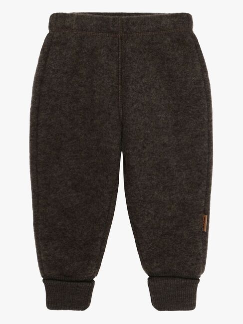 Mikk-Line Fleecehousut Merinovilla, Dark Brown Melange