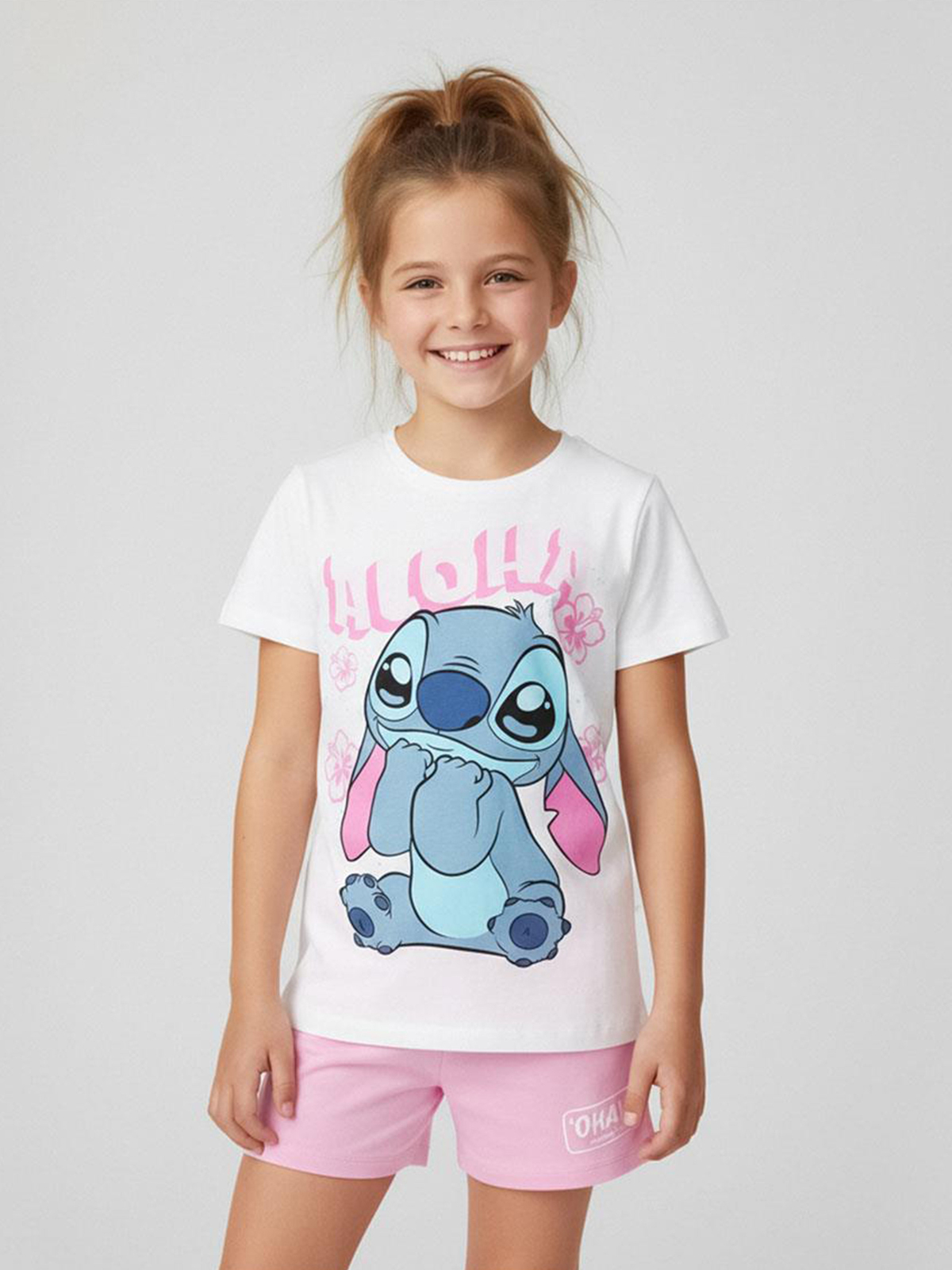 Disney Stitch T-paita + Shortsit Setti, Valkoinen