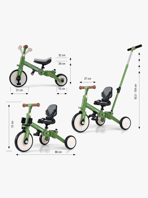 Milly Mally Optimus Max Kolmipyörä 4-in-1, Vihreä