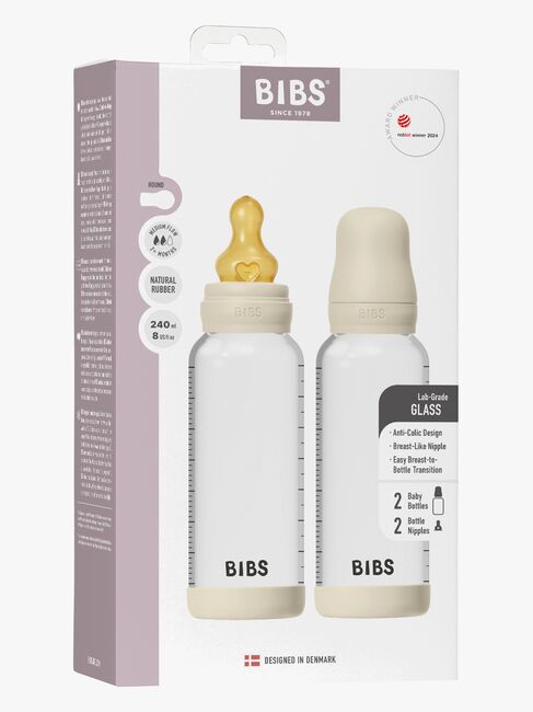 BIBS Medium Flow Lasi Tuttipullo Lateksi 2-pack 240 ml, Ivory