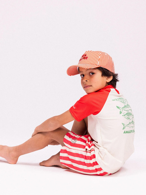 Swim Essentials Uimashortsit, Lobster Stripe Beige/Red