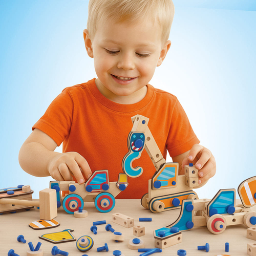 SES Creative Puusepän Työkalusarja Työajoneuvot