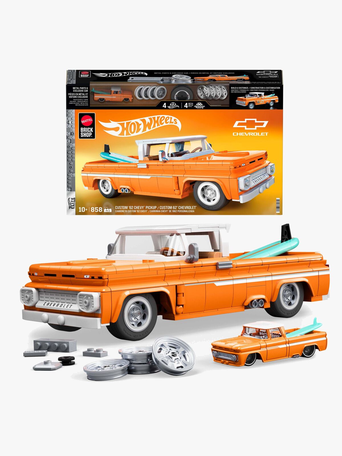 Mattel Brick Shop Hot Wheels Elite Series Brick Shop Hot Wheels Työmaasetti Custom ’62 Chevy Pickup 858 Osaa