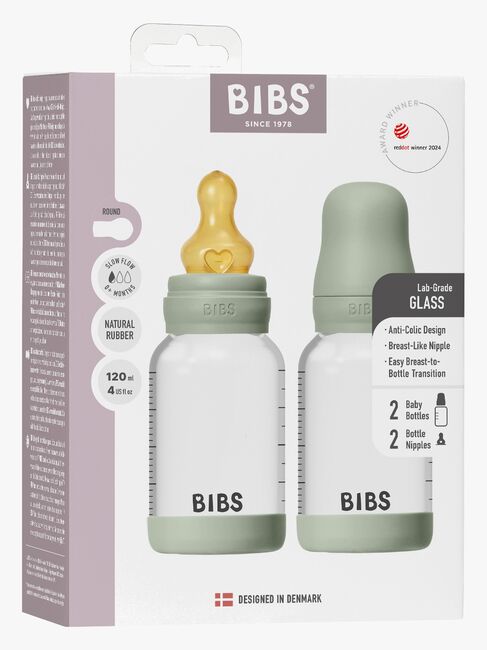 BIBS Slow Flow Lasi Tuttipullo Lateksi 2-pack 120 ml, Sage