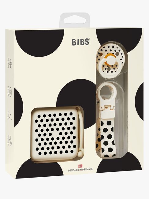 BIBS Polka Soothe & Go Lahjapakkaus Lateksi Koko 2, Ivory Black