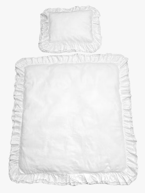 Mini Dreams Pussilakanasetti Vintage Röyhelökoriste Pinnasänky, Valkoinen