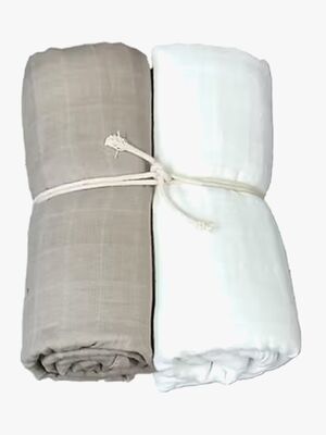 Mini Dreams Musliiniviltti 2-pack, Valkoinen/Hiekka