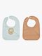 OYOY Lobo Leijona Ruokalappu 2-pack, Caramel/Ice Blue