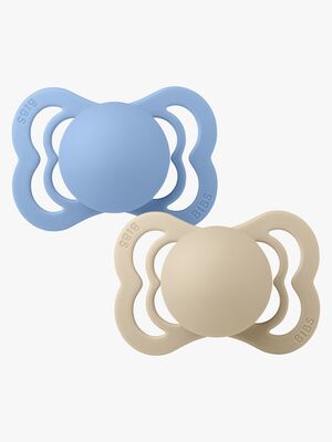 BIBS Supreme Tutti 2-pack Silikoni Koko 1 Symmetrinen, Vanilla/Sky Blue
