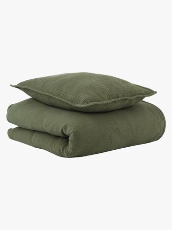 Oh, Poppy! Vega Musliini Pussilakanasetti Pinnasänkyyn 70x80, Forest Green