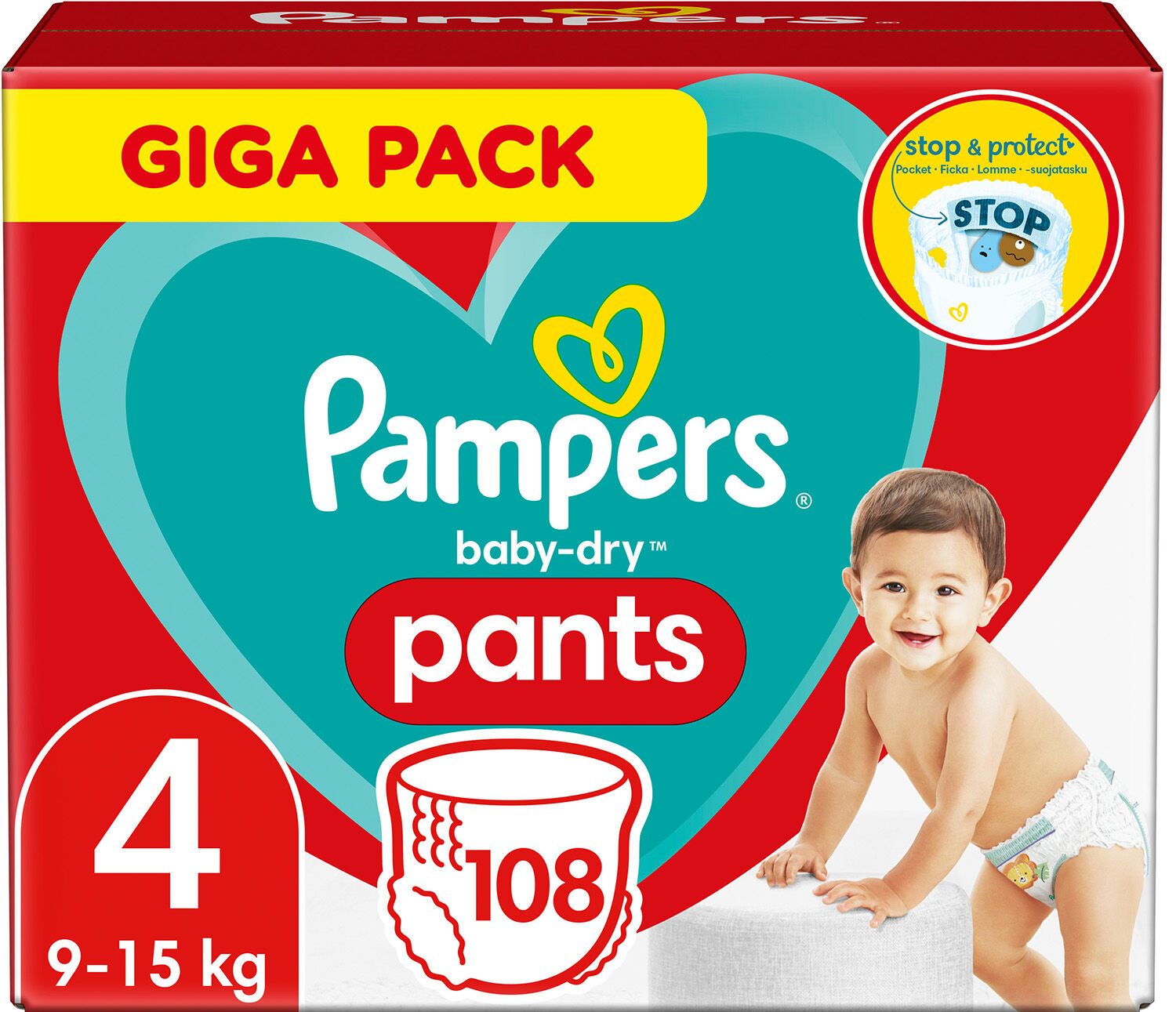 Pampers Baby-Dry Pants Vaippa Koko 4 9–15 kg 108-pack
